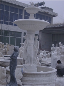 Stone Fountain Sculptured Garden Park Landscaping