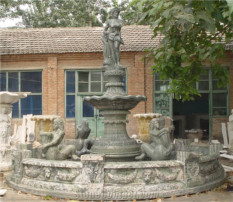 Stone Fountain Sculptured Garden Park Landscaping