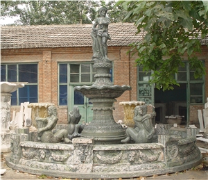 Stone Fountain Sculptured Garden Park Landscaping