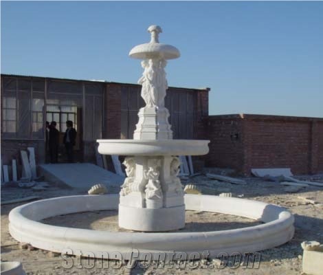 Stone Fountain Sculptured Garden Park Landscaping