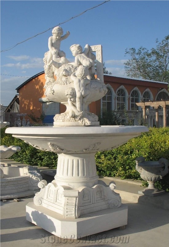 Stone Fountain Sculptured Garden Park Landscaping