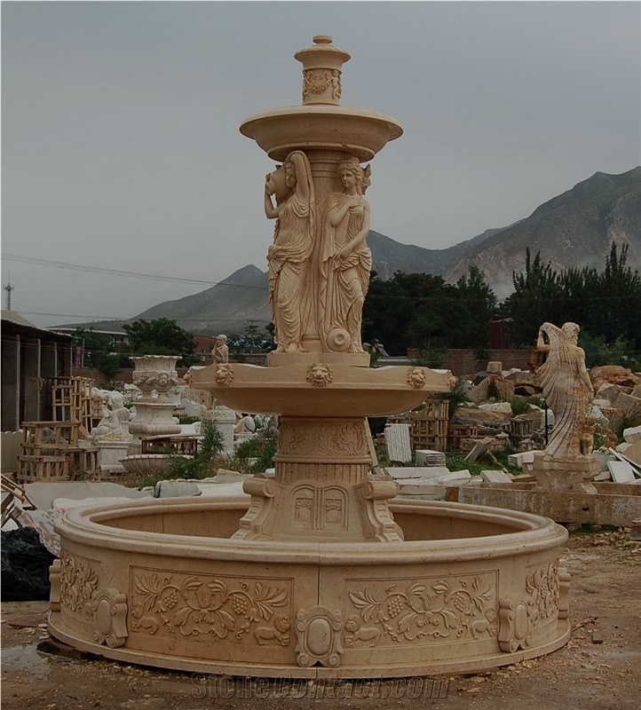 Stone Fountain Sculptured Garden Park Landscaping