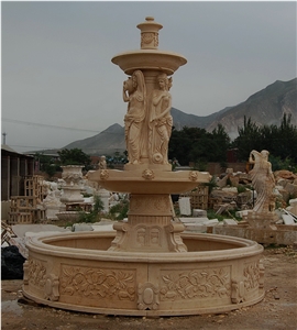 Stone Fountain Sculptured Garden Park Landscaping