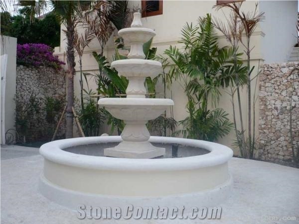 Stone Fountain Sculptured Garden Park Landscaping