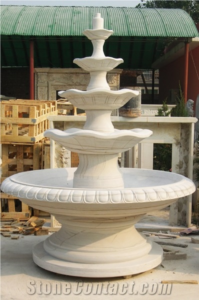 Stone Fountain Sculptured Landscaping Park Garden