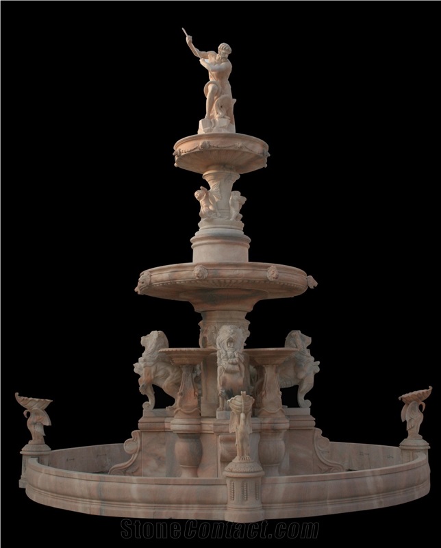 Stone Fountain Sculptured Landscaping Park Garden
