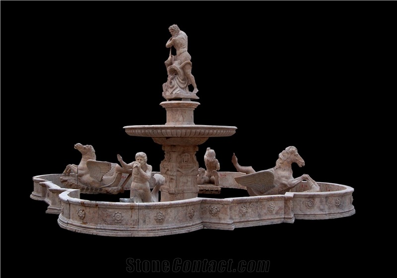 Stone Fountain Sculptured Landscaping Park Garden