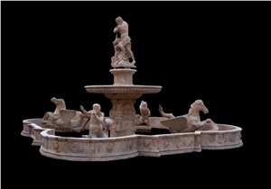Stone Fountain Sculptured Landscaping Park Garden