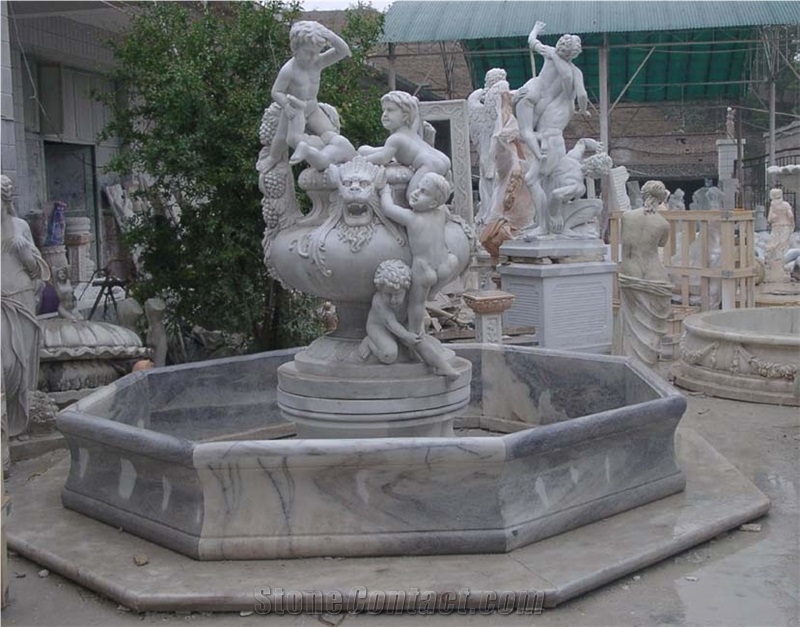 Stone Fountain Sculptured Landscaping Park Garden