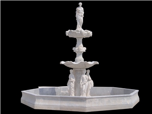 Stone Fountain Sculptured Landscaping Park Garden