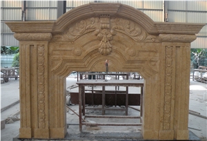 Sunny Gold Marble Fireplace Surrounds Mantel