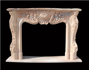 Sunset Red Marble Fireplace Mantels Surrounds