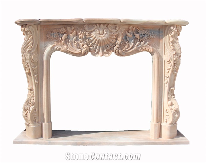 Sunset Red Marble Fireplace Mantels Surrounds