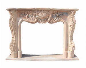 Sunset Red Marble Fireplace Mantels Surrounds