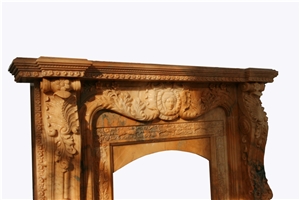 Sunset Red Marble Fireplace Surrounds Mantels
