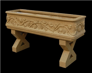 Travertine Carved Flower Pot Planter Vase Garden