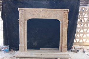 Travertine Fireplace Mantel Surround Sculptured