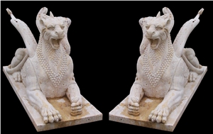 Travertine Guardian Guard Statue Animal Sculpture Travertine Guardian Guard Statue Animal Sculpture