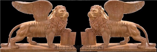 Travertine Guardian Guard Statue Animal Sculpture