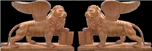 Travertine Guardian Guard Statue Animal Sculpture