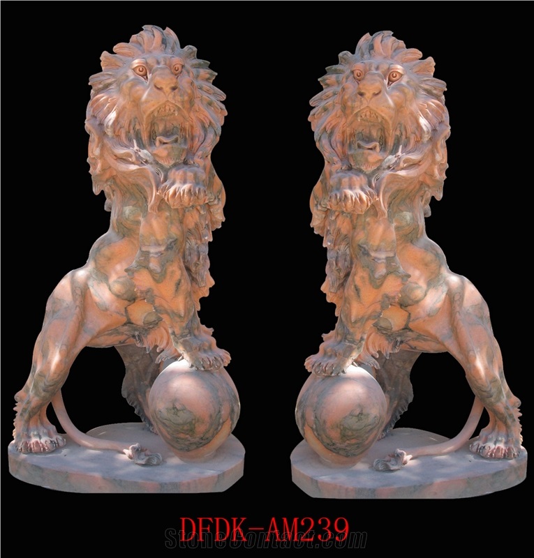Travertine Guardian Guard Statue Animal Sculpture