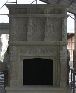 Travertine Overmantel Fireplace Mantel Surround