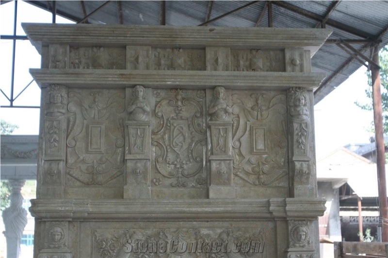 Travertine Overmantel Fireplace Mantel Surround