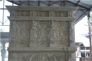Travertine Overmantel Fireplace Mantel Surround