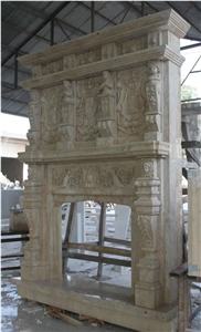 Travertine Overmantel Fireplace Mantel Surround
