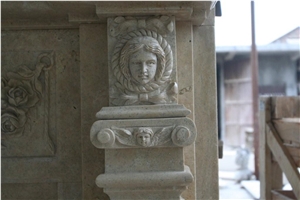 Travertine Overmantel Fireplace Mantel Surround