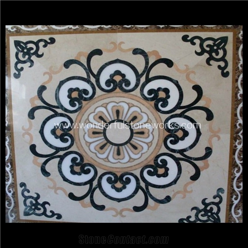 Waterjet Medallions Flower Pattern Floor Decor