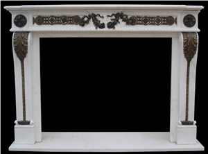 White Marble Cast Bronze/Brass Fireplace Mantels