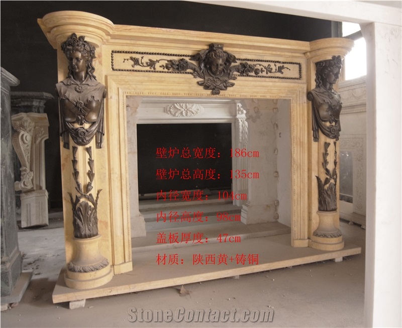 White Marble Cast Bronze/Brass Fireplace Mantels
