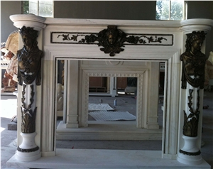 White Marble Cast Bronze/Brass Fireplace Mantels
