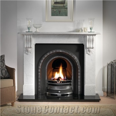 White Marble Fireplace Mantel Surround Handcarved