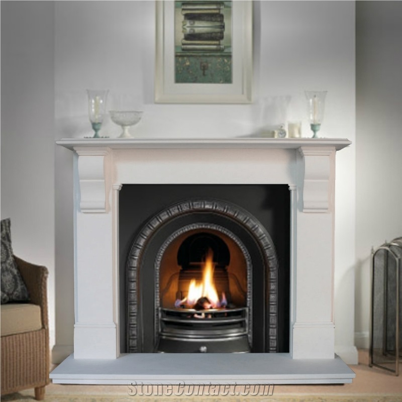 White Marble Fireplace Surround Mantel Sculptured