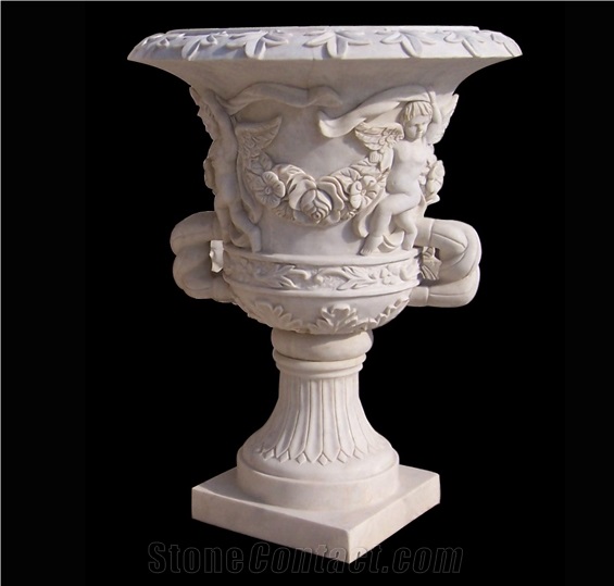 White Marble Flower Pots Stone Vases Stone Urns