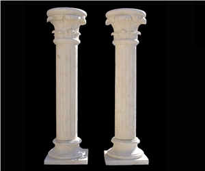 White Marble Sculptured Stone Column Stone Pillars