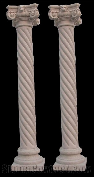 White Marble Sculptured Stone Column Stone Pillars