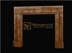 Yellow Travertine Fireplace Mantel Surround Hearth