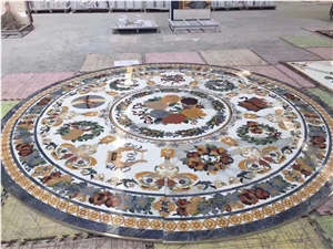 Arabesque Marble Floor Medallion Waterjet Rosettes