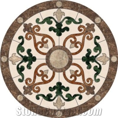 Arabesque Marble Floor Mosaic Waterjet Medallion