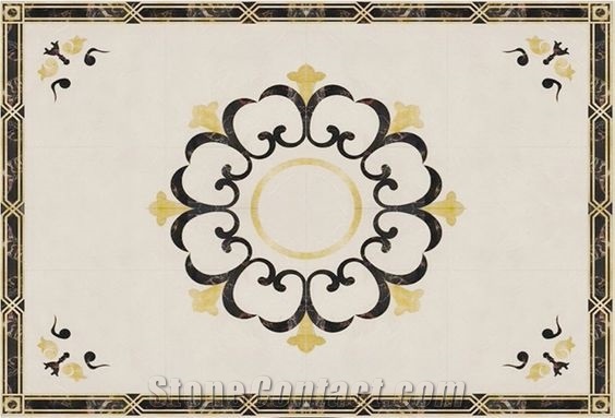 Arabesque Marble Floor Square Medallions