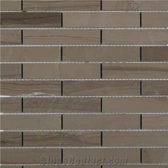 Athen Grey Marble Honed / Polished Brick Mosaic