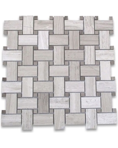 Basketweave Mosaic Wood Marble Floor Mosaic
