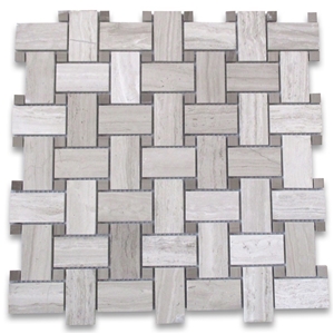 Basketweave Mosaic Wood Marble Floor Mosaic