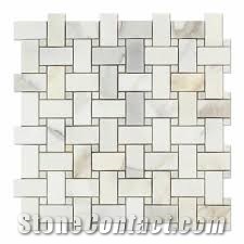 Calacatta Beasketweave Floor Mosaic for Bathroom
