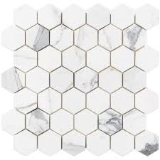 Calacatta Hexagon Bathroom Wall Mosaic