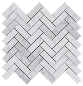 Carrara Marble Herringbone Mosaic Tiles