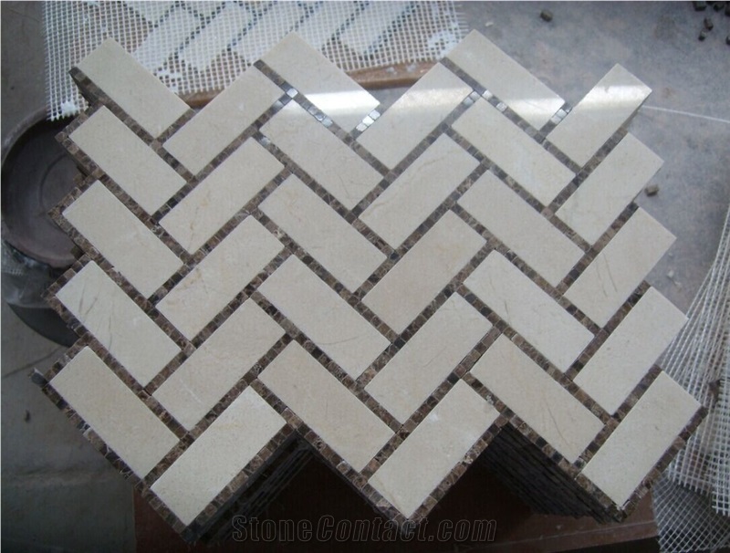 Herringbone Marble Mosaic Bathroom Mosaic